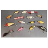 15 vintage fishing lures incl some reprints-