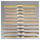 10 gold-tone bracelets s/w crystals: NOS