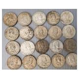 20 U.S. silver Franklin 1/2 dollars