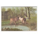 Signed & dated 1909 oil on canvas: cows-