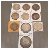 10 U.S. Morgan silver dollars: 1879-S. 1880-O,