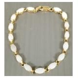 14k gold & opal bracelet: 6.4g, 7"L