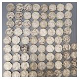Over 70 U.S. Washington silver quarters