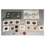 Gp foreign coins & a tested gold ring (as is), etc