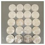 20 U.S. 2001 silver Eagle $1 coins