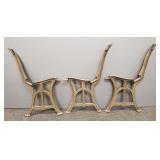 3 antique cast iron bench supports- 29"H 16"D