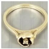 14k gold & diamond modernist flower motif ring: