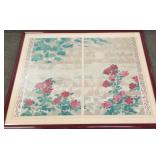 Lg diptych artwork on paper- framed approx. 4