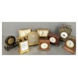 9 antique, etc clocks (as seen- missing top, etc.)