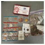 Gp U.S. coins: silver proof sets, wheat pennies,
