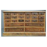 Antique oak A. Shrimpton & Sons 22-drawer sewing