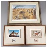 3 wildlife prints incl signed Redlin stamp print,
