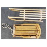 2 wooden sleds: oak child