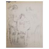 Herbert Fink signed 1967 work on paper: 4 ladies-