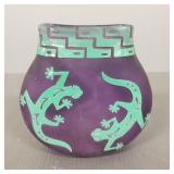 Claire Raabe signed cameo art glass vase w/