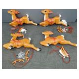 4 vintage blow mold reindeer- no lighted nose-