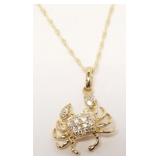 14k gold & diamonds crab pendant on 14k chain