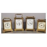 4 vintage brass carriage clocks: France,