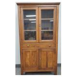 Antique oak cupboard w/ glass doors 71"H 39"W 16"D