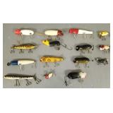 15 vintage fishing lures: side hooks, some