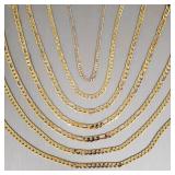 7 gold-tone heavy link necklaces: 24" longest