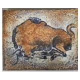 Mid-century style art tile/ wall plaque: buffalo-