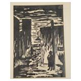 Robert Andres woodcut "Night Warehouse"