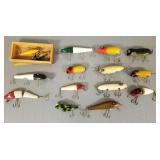 15 vintage fishing lures: Shakespeare mouse-