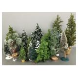 Lg group Dept 56,etc bottle brush trees