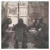 Kathe Kollwitz etching- 4 men in bar with blind