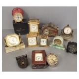 12 Asst vintage miniature desk clocks: carriage