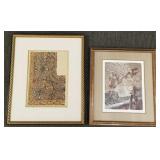 2 framed artworks: pencil signed & #