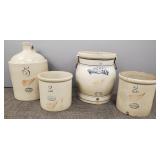 4 Red Wing stoneware items: water cooler, etc