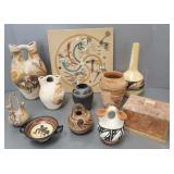 Gp Asst pottery, etc: signed Southwest pots,