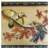 Marchand signed oil on canvas: birds- framed