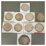 10 U.S. Morgan silver dollars: 1880-O, 1881-O,