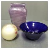 3 pcs art glass: Vandermark paperweight,