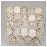 24 U.S. silver 1/2 dollars- Walking Libertys &