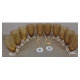 Gp signed art glass: 10 Smeyer amber glasses