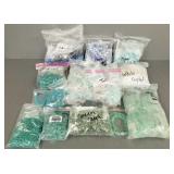 Lg Gp beads: Czech glass, etc seafoam colors