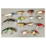 15 vintage fishing lures incl 2 Heddon Punkin