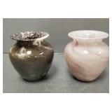 2 signed Durand Kimble Cluthra art glass vases-