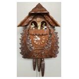 German carved wooden cuckoo clock w/ Swiss