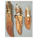 3 Colt Bowie, etc knives w/ stag handles-