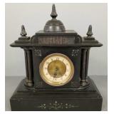 Antique French slate clock- 14"H 13"W 5 1/2"D