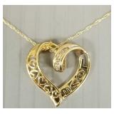 10k gold "LOVE" heart pendant s/w diamonds: