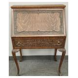 Antique quartersawn oak drop front desk (as seen-