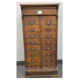 Antique oak roll front file cabinet- M. Ohmer