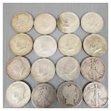 Gp U.S. silver 1/2 dollars: 4 Walking Liberty, 1-