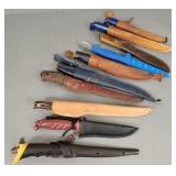 10 fish fillet knives w/ sheaths